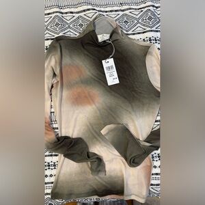 Tie-Dye Long Sleeve Top in Olive & Peach